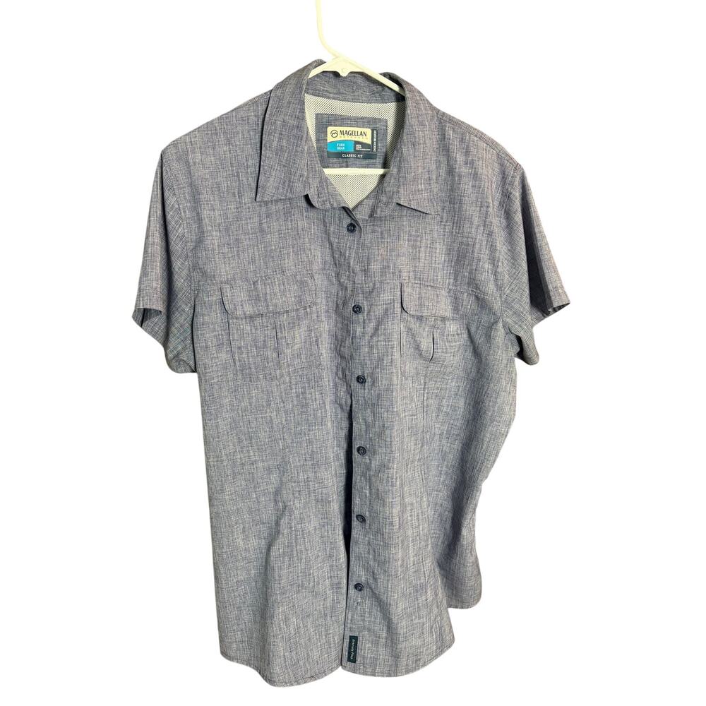 Magellan Outdoors Fish Gear Shirt 2XL Blue Vented Fishing Moisture Wicking